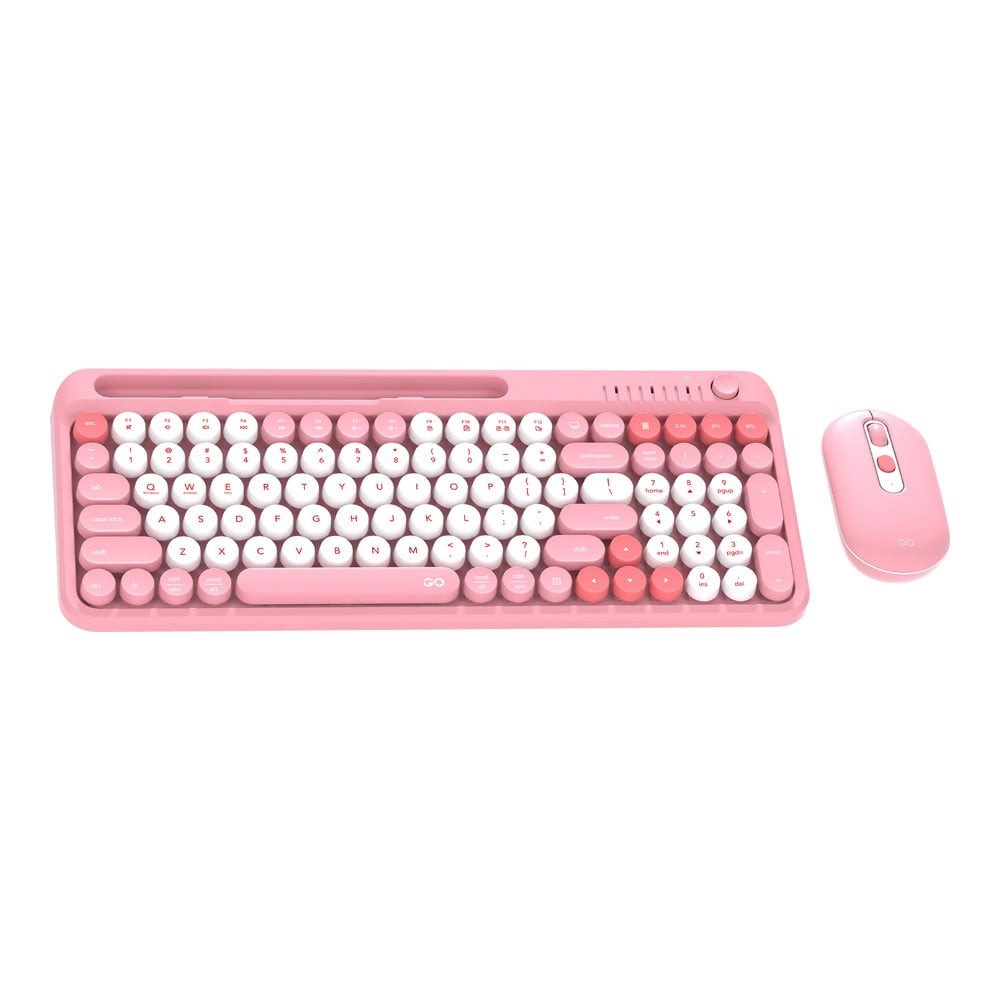 ชุดคีย์บอร์ดและเมาส์ KEYBOARD & MOUSE (คีย์บอร์ดและเมาส์ไร้สาย) FANTECH GO MOCHI101 WK899 - PINK