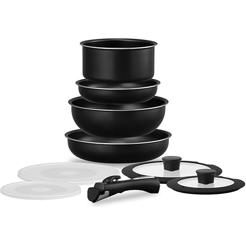 IRIS OHYAMA Iris Oyama ชุดหม้อและกระทะแบบถอดได้ ชุด 9 ชิ้น, เฉพาะแก๊ส, กระทะเสื้อเพชร,...
