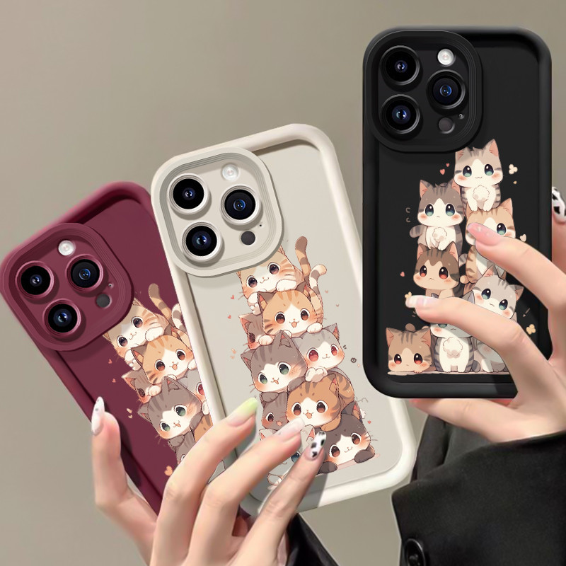 เคสสำหรับ Samsung A12 4G A12 5G F12 M12 เคสโทรศัพท์แมวน่ารักสามสีซิลิโคนกันกระแทก - รูปที่ 4