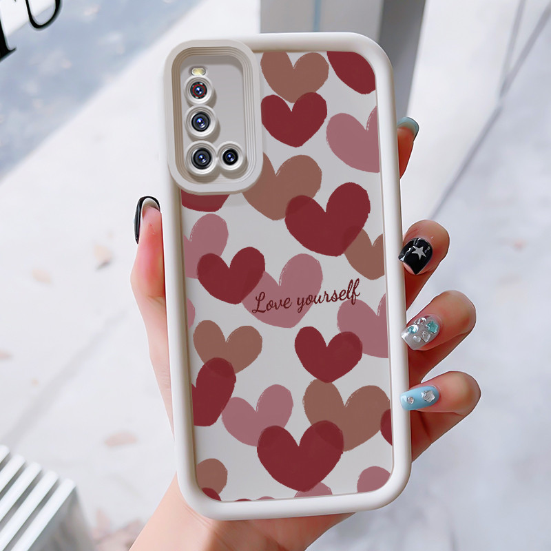 เคสสำหรับ VIVO V19 เคสโทรศัพท์รูปหัวใจกระต่ายสามสีซิลิโคนกันกระแทก