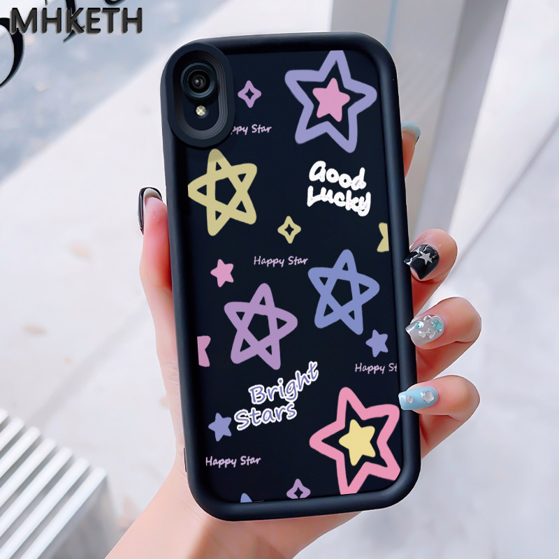 MHKEID เคสสำหรับ VIVO Y91C Y90 Y1s เคสฝาครอบป้องกันโทรศัพท์เคสโทรศัพท์องค์ประกอบรูปดาวน่ารัก