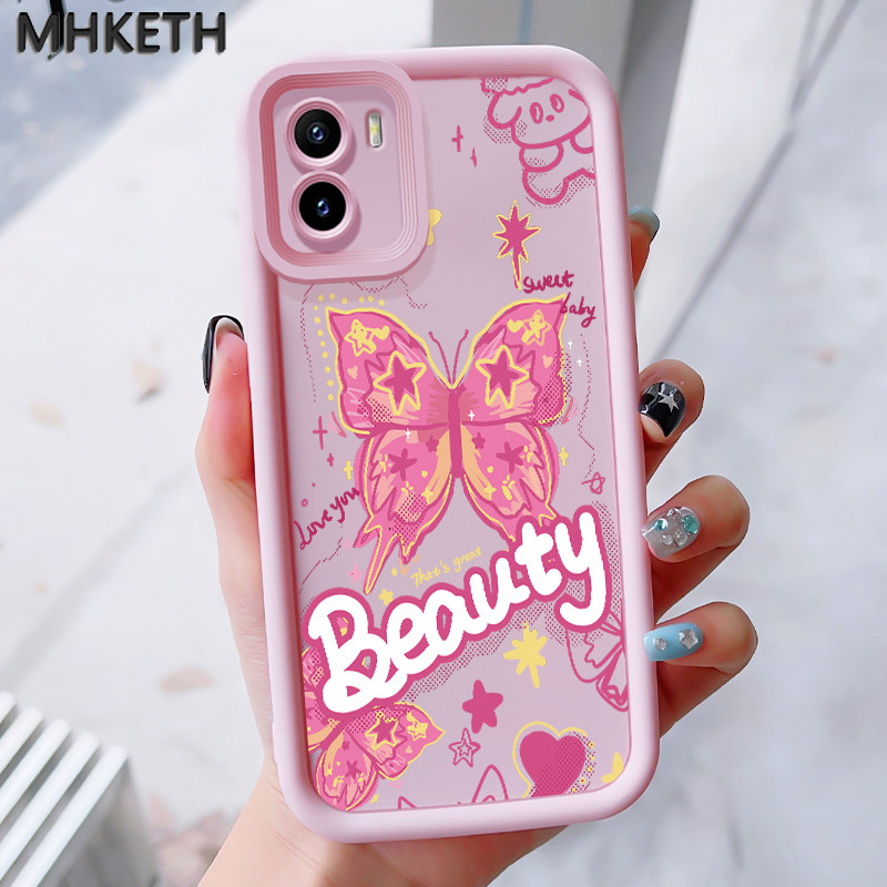 MHKEID เคสสำหรับ VIVO Y15S Y15A Y15C Y01 เคสระเบิดป้องกันซิลิโคนรูปผีเสื้อเคสโทรศัพท์อันสวยงาม
