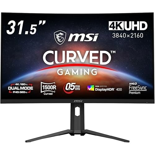 MSI Dual Mode Curved Gaming Monitor MAG 321CUPDF 31.5" / 4K UHD RAPID VA Panel 160Hz 320Hz at Full H