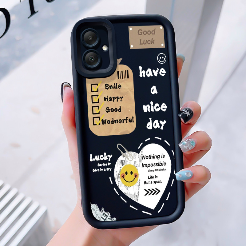 เคสสำหรับ Samsung Galaxy A05 M05 F05 A05s เคสโทรศัพท์รูปหัวใจรอยยิ้มดอกไม้กันกระแทก
