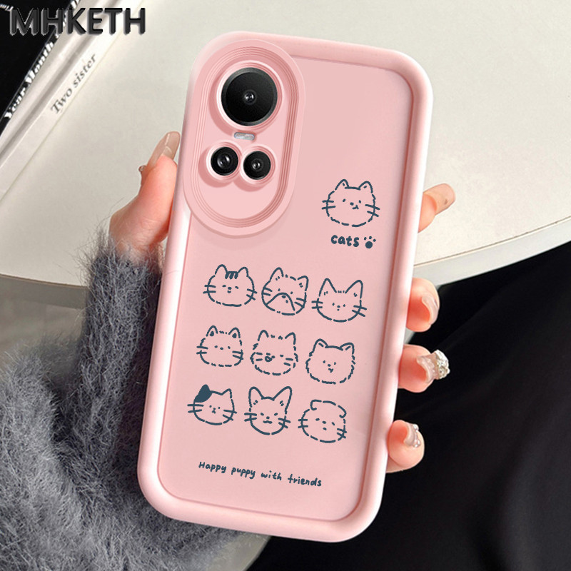 MHKEID เคสสำหรับ OPPO Reno 10 5G Reno 10 Pro 5G Reno 10 Pro Plus เคสป้องกันโทรศัพท์ตกรูปอวตารแมวน่ารัก