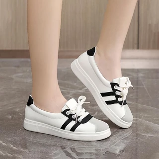 JSNB ส่งฟรี รองเท้าผ้าใบลำลอง พร้อมส่ง รองเท้าคัทชูแฟชั่นสไตล์เกาหลี ใส่เรียน ใส่ทำงานได้ [LN5801]