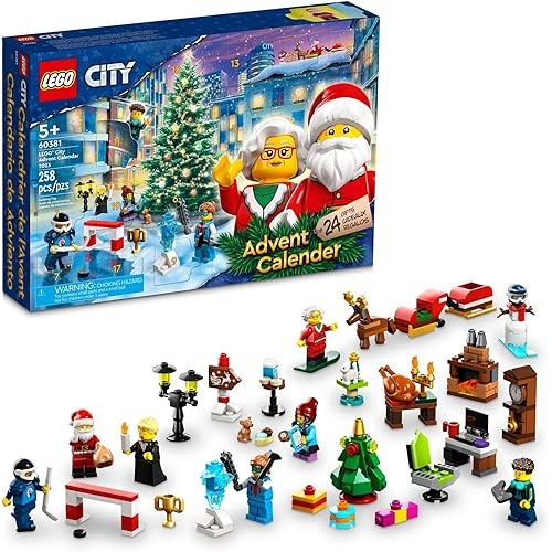 LEGO City 2023 Advent Calendar 60381 Christmas Holiday Countdown Playset presents Daily surprises of