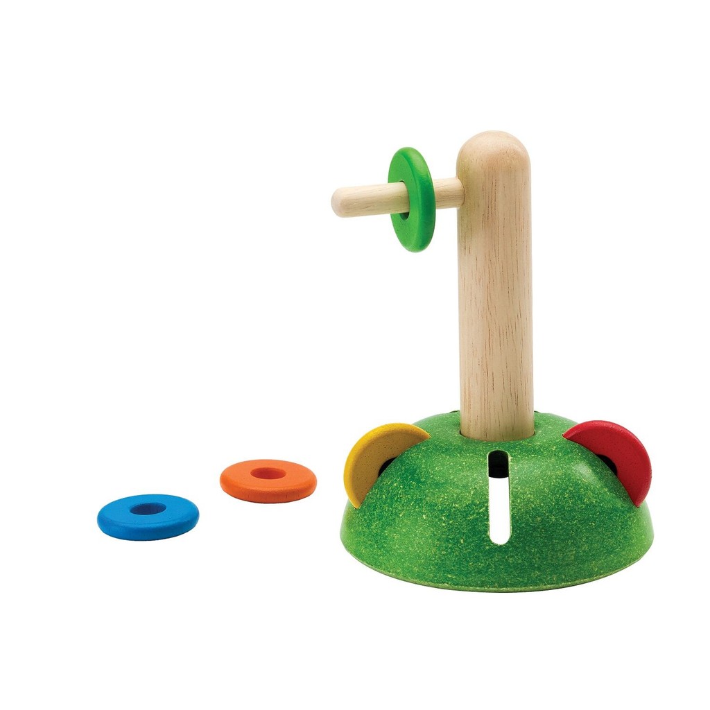PlanToys ของเล่นไม้ 5914 Horizontal Stacker วงแหวนสวมหลักแนวนอน เสริมพัฒนาการ สำหรับเด็กอายุ 12 เดือน ขึ้นไป