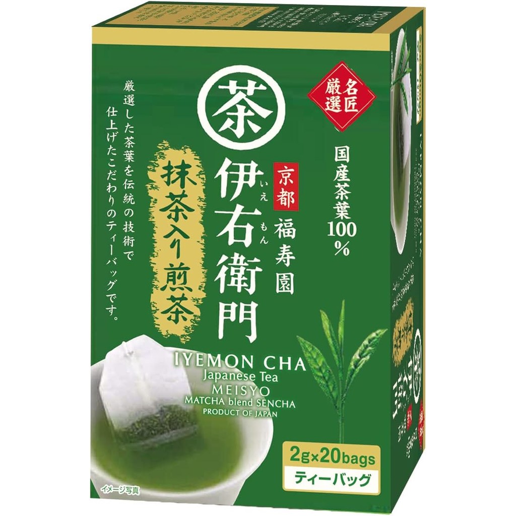 Uji no Dewu Iemon Master's Carefully Selected Sencha with Matcha Tea Bag (0.08 oz (2 g) x 20 P x 2 P