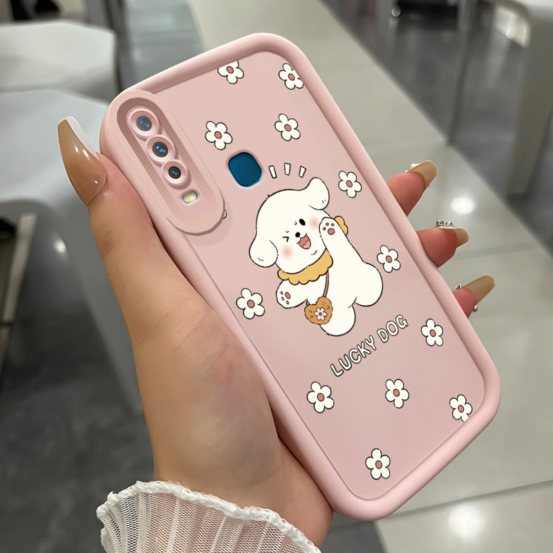เคสสำหรับ VIVO Y17 Y15 Y12 Y12i Y3 Y3s 2020 เคสโทรศัพท์สุนัขนําโชคสามสีซิลิโคนกันกระแทก
