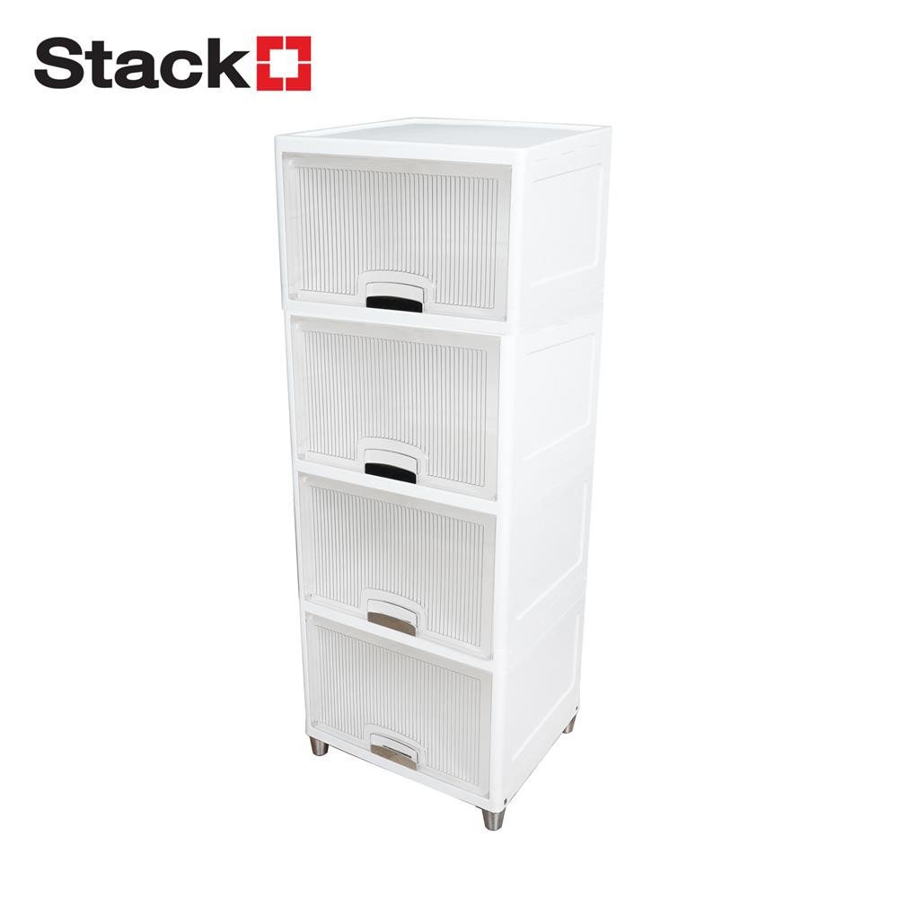 STACKO ตู้บานเปิดบน 4 ชั้น MOREZ 45X38X117 ซม. สีขาว จัดส่งโดย HomePro
