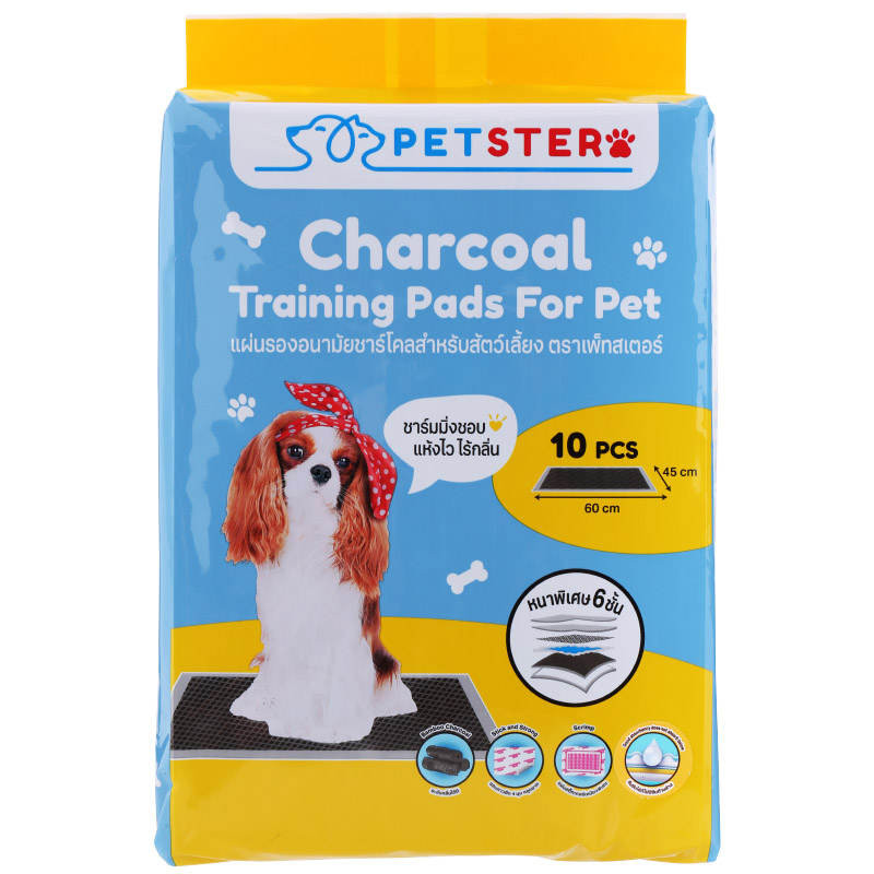[จัดส่งจากคลัง] PETSTER เพ็ทสเตอร์แผ่นรองอนามัยชาร์โคลสำหรับสัตว์เลี้ยง 10แผ่น [8853474069811]