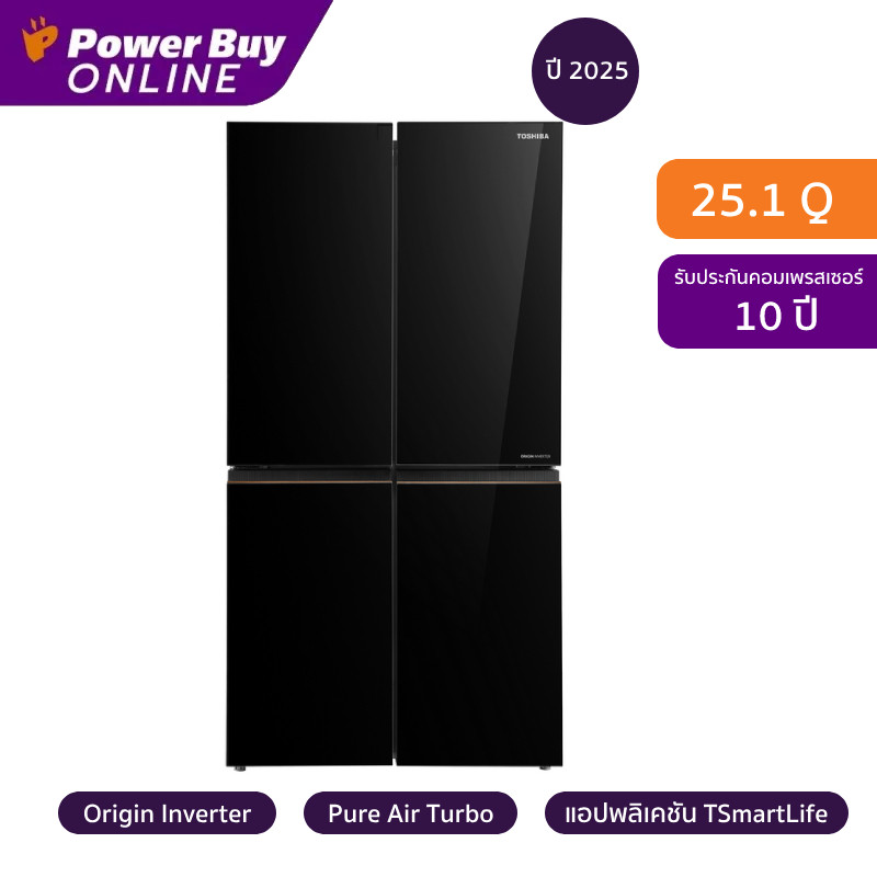 Toshiba ตู้เย็น 4 ประตู 25.1 คิว Inverter (สีดำ) รุ่น GR-RF895WIA-PGTH(22)