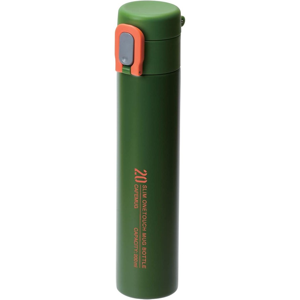 Pearl Metal HB-6267 Water Bottle, Mug Bottle, 6.8 fl oz (200 ml), Slim, One-Touch, Heat Retention, Cold Retention, Stainless Steel, Green, Cafe MugDirectly from Japan