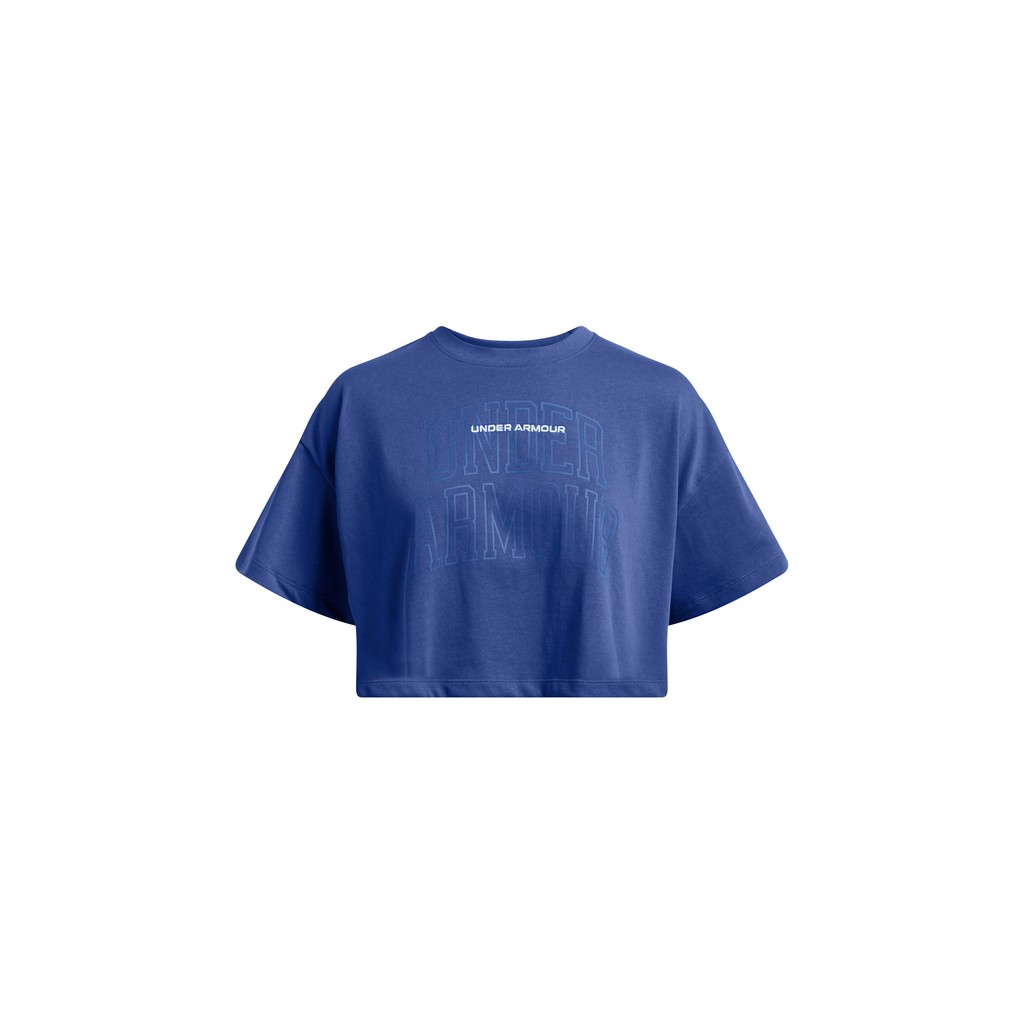 Under Armour เสื้อคร็อปแขนสั้น UA Varsity Mix Heavyweight สำหรับผู้หญิง — صورة 4