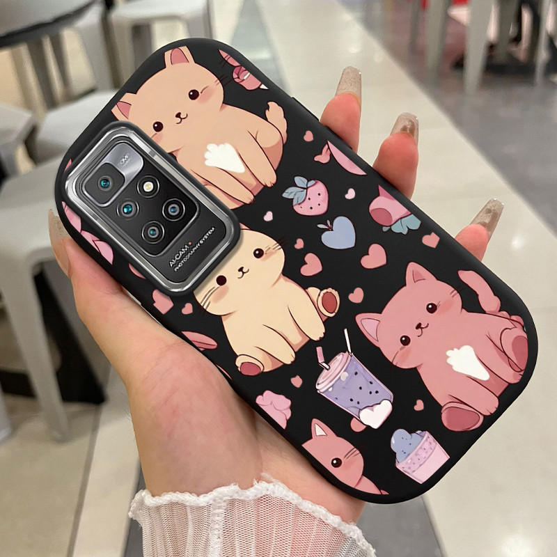เคสสำหรับ Xiaomi Redmi 10 Redmi 10 Prime เคสโทรศัพท์แมวกันกระแทกกลมและอ้วน