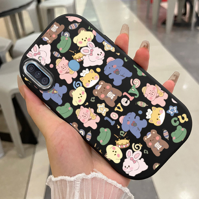 เคสสำหรับ Samsung Galaxy A11 M11 เคสโทรศัพท์สัตว์น่ารักกันกระแทกกลมและอ้วน