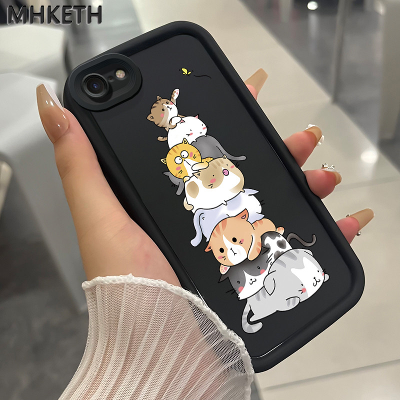 MHKETH เคสสำหรับ iPhone 6 Plus 6s Plus 7 Plus 8 Plus SE 2020 X Xr Xs Max เคสโทรศัพท์ลายการ์ตูนแมวน่ารัก