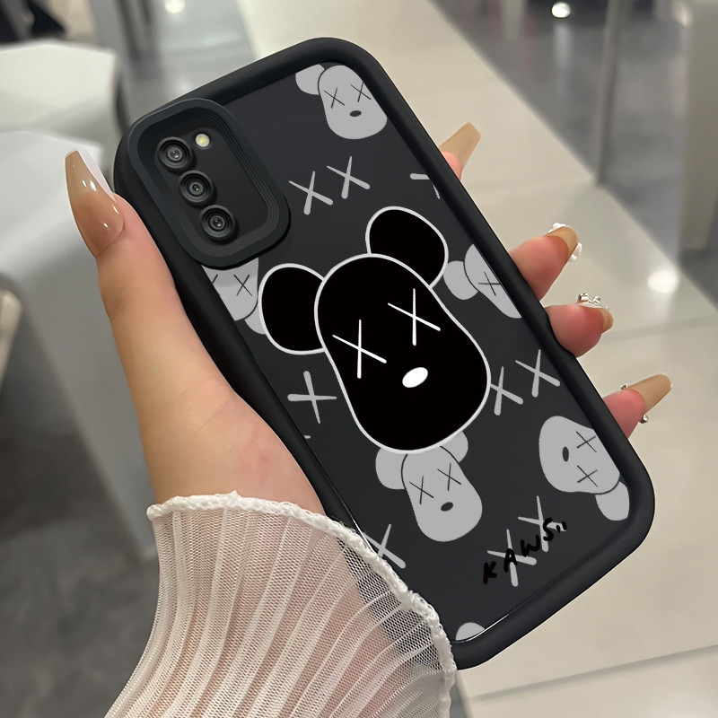 เคสสำหรับ Samsung Galaxy A03s A02s M02s F02s เคสโทรศัพท์หมีสามสีซิลิโคนกันกระแทก