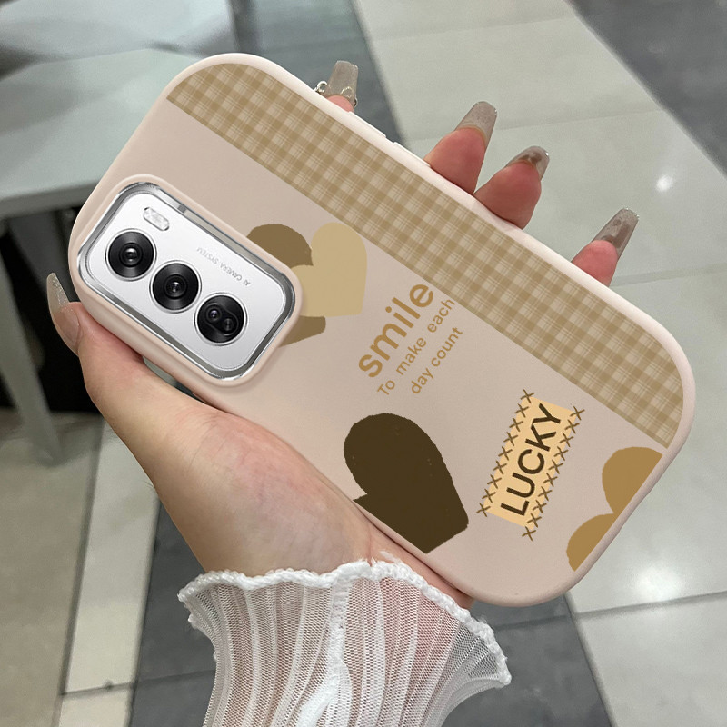 เคสสำหรับ OPPO Reno 12 5G Reno 12F 4G Reno 12F 5G เคสโทรศัพท์สาวน่ารักรูปหัวใจรอยยิ้มกันกระแทกกลมและอ้วน