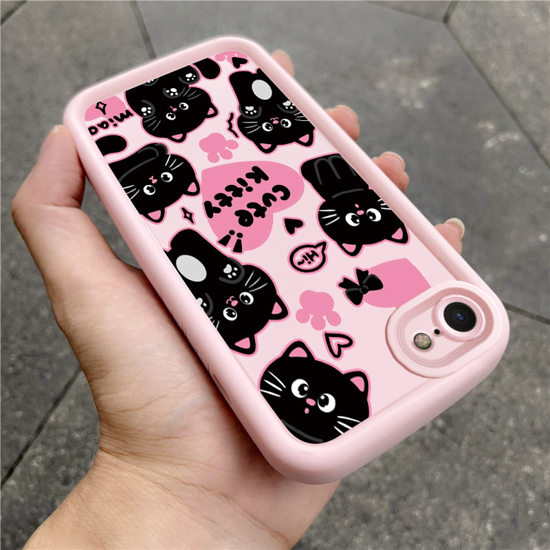 เคสสำหรับ iPhone 6 Plus 6s Plus 7 Plus 8 Plus SE 2020 X Xr Xs Max เคสโทรศัพท์แมวสามสีซิลิโคนกันกระแทก – โปรปัง