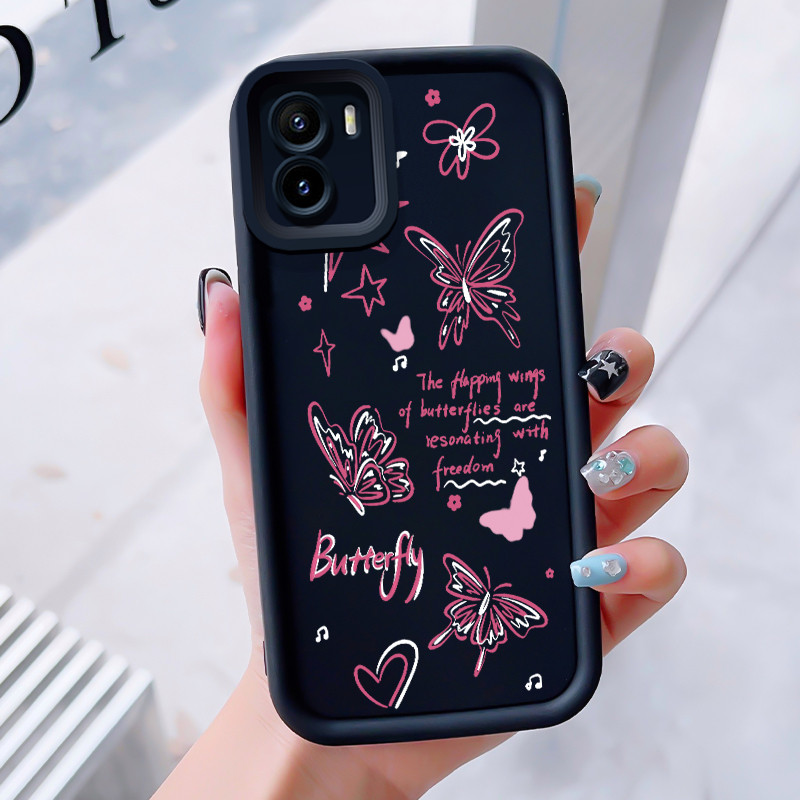 เคสสำหรับ VIVO Y15S Y15A Y15C Y01 เคสโทรศัพท์ผีเสื้อดาวกันกระแทก