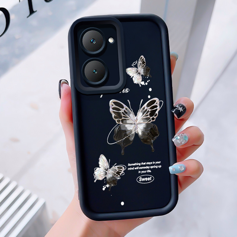 เคสสำหรับ VIVO Y03 Y03T Y18 Y18i Y18e Y18t Y18s Y28e 5G เคสโทรศัพท์ผีเสื้อสามสีซิลิโคนกันกระแทก
