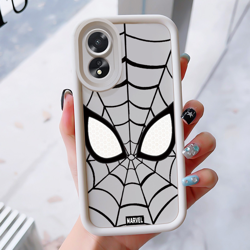 เคสสำหรับ OPPO A18 A38 A2x เคสโทรศัพท์ใยแมงมุมสามสีซิลิโคนกันกระแทก
