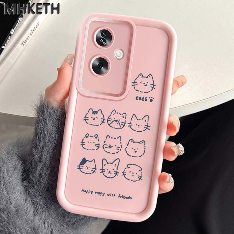 MHKEID เคสสำหรับ OPPO A79 5G A2 5G เคสป้องกันโทรศัพท์ตกรูปอวตารแมวน่ารัก