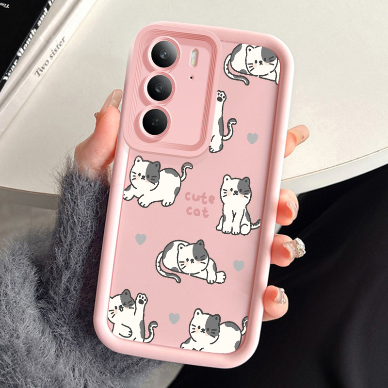 เคสสำหรับ Realme C75 4G C75X 4G 14X 5G เคสโทรศัพท์แมวน่ารักสามสีซิลิโคนกันกระแทก