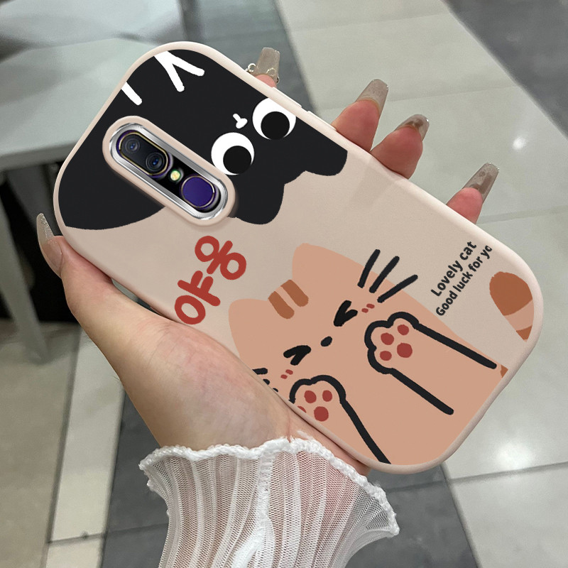 เคสสำหรับ OPPO F11 F11 Pro A9 2019 A9X เคสโทรศัพท์แมวน่ารักกันกระแทกกลมและอ้วน
