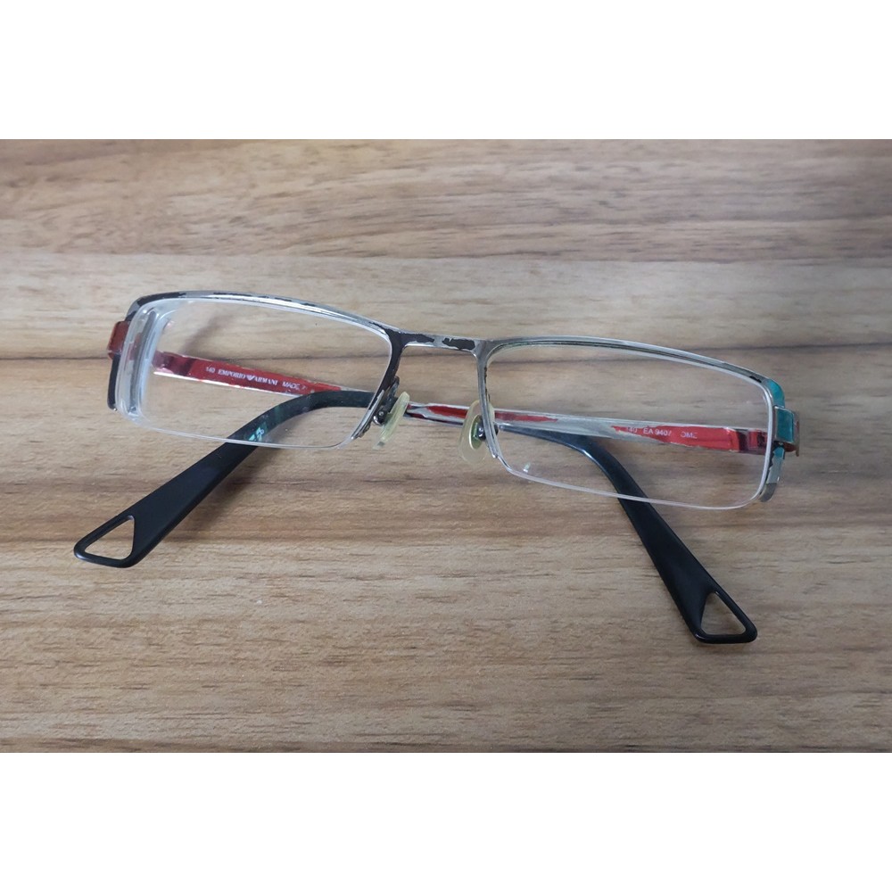 แว่น E m p o r i o A r m a n i EA9407 Half Rim Glasses Size 52/14 140mm สีเงิน/แดง