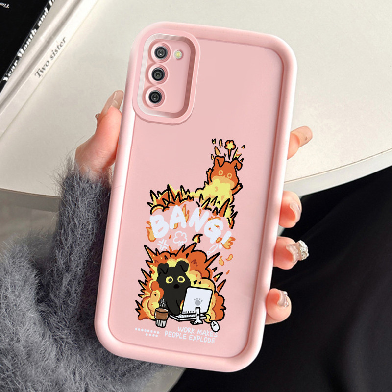 เคสสำหรับ Samsung Galaxy A03s A02s M02s F02s เคสโทรศัพท์แมวสามสีซิลิโคนกันกระแทก