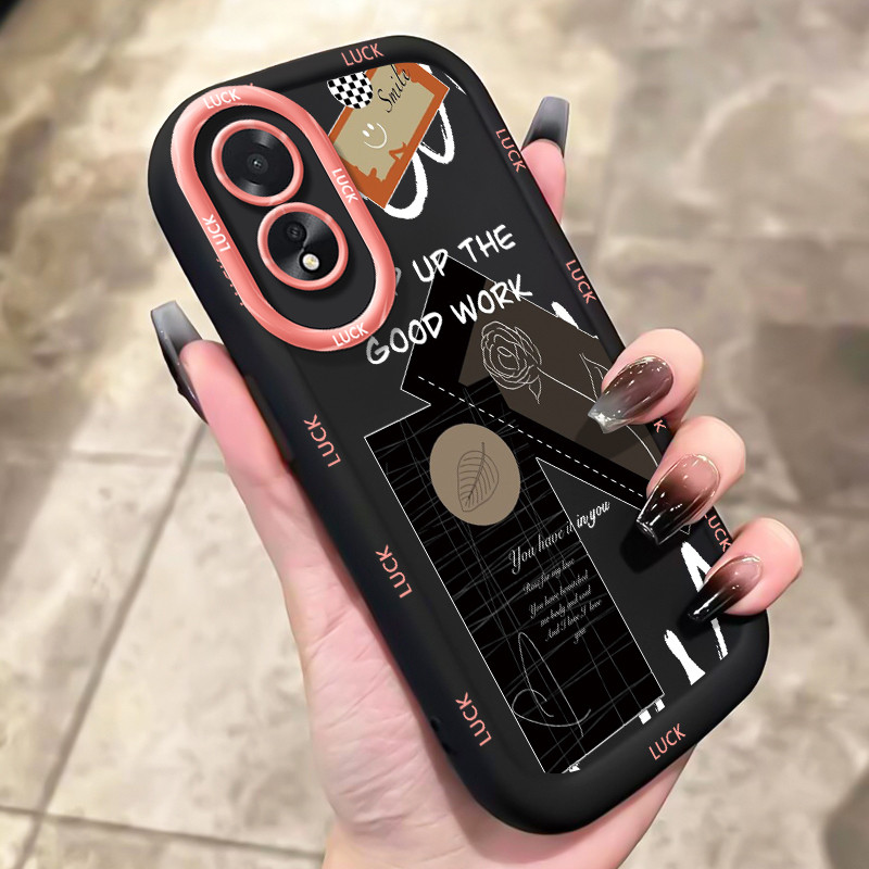 เคสสำหรับ OPPO A18 A38 เคสโทรศัพท์รอยยิ้มดอกไม้สูตรกันกระแทกป้องกันการตก