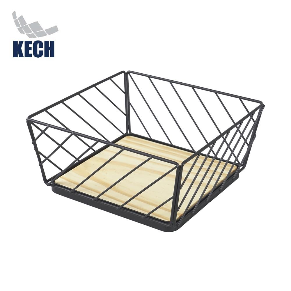 HomePro ตะกร้าผลไม้เหลี่ยม 23 ซม.  T-CHART สีดำ แบรนด์ KECH