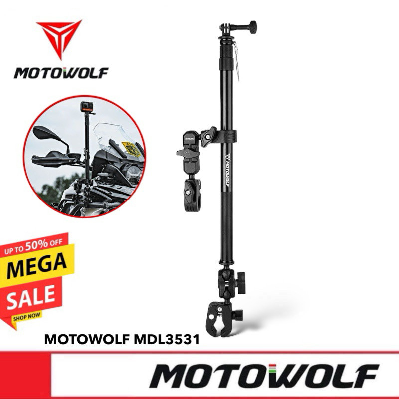 ส่งด่วน⚡️MOTOWOLF MDL 3531 Cycling shooting bracket ขายึดกล้องแบบยาวสำหรับมอเตอร์ไซค์
