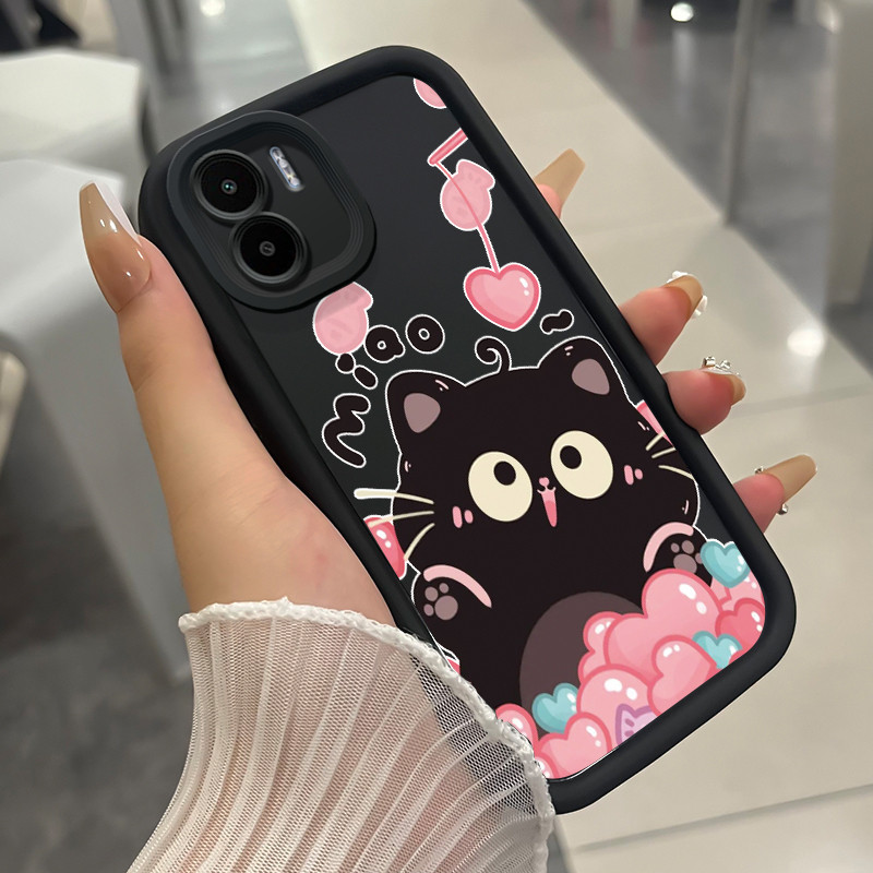เคสสำหรับ Xiaomi Redmi A1+ A2+ A1 Plus A2 Plus POCO C50 C51 เคสโทรศัพท์แมวน่ารักสามสีซิลิโคนกันกระแทก