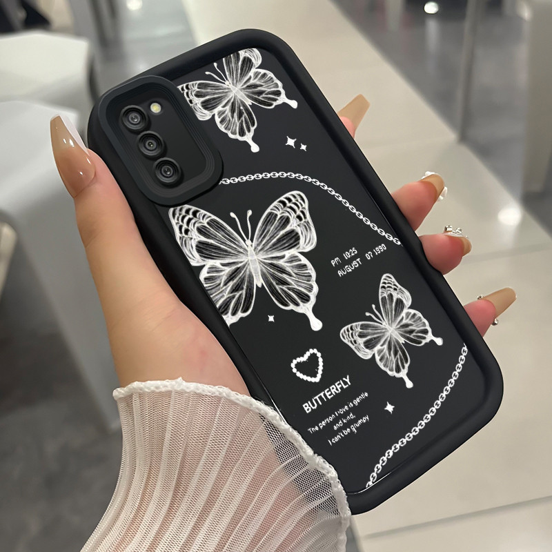 เคสสำหรับ Samsung Galaxy A03s A02s M02s F02s เคสโทรศัพท์ผีเสื้อสวยสามสีซิลิโคนกันกระแทก