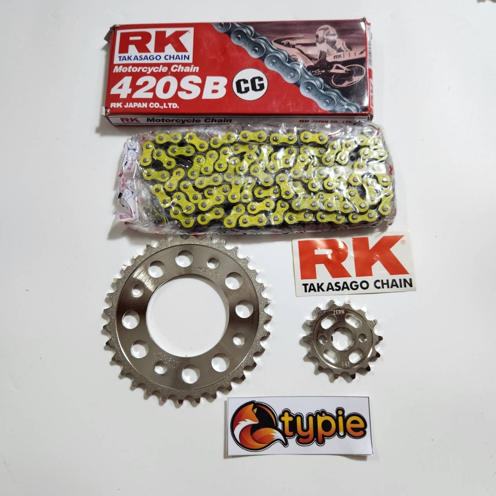 ชุด3ชิ้น โซ่สีเหลือง + สเตอร์หน้า 14ฟัน + สเตอร์หลัง 33ฟัน เวฟ110i , เวฟ125 , เวฟ100S , ดรีมซุปเปอร์