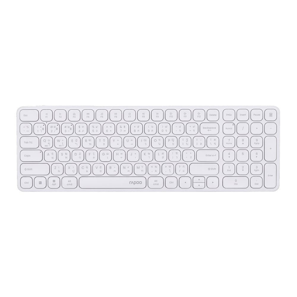 คีย์บอร์ดไร้สาย BLUETOOTH KEYBOARD (คีย์บอร์ดบลูทูธ) RAPOO E9350L-WH (WHITE) (CHICLET NON-LED EN/TH)