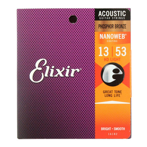 ELIXIR สายกีตาร์โปร่ง NANOWEB Phosphor Bronze HD Light .013-.053 16182