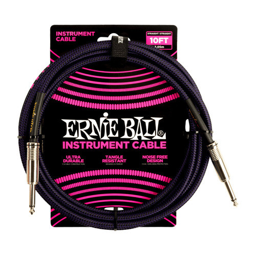 ERNIE BALL ERNIE BALL 6393 สายเครื่องมือป้องกัน 10ft BRAIDED 3.05m สีม่วง/ดํา
