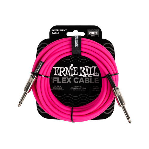 ERNIE BALL ERNIE BALL 6418 20ft FLEX INSTRUMENT CABLE 6.09m ประเภท SS สีชมพู
