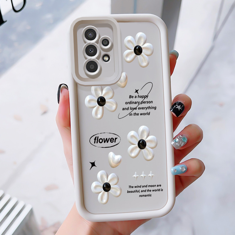 เคสสำหรับ Samsung A13 4G A13 Lite A13 5G A04s เคสโทรศัพท์ดอกไม้สามสีซิลิโคนกันกระแทก