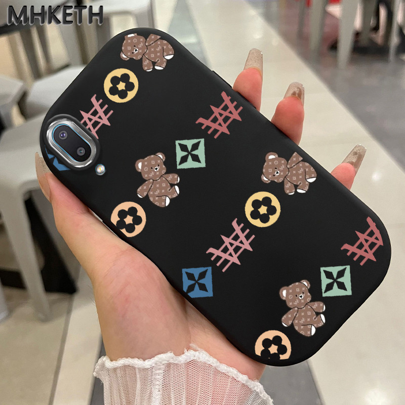 MHKETH เคสสำหรับ Samsung Galaxy A02 M02 เคสป้องกันการกระแทกเคสซิลิโคนซิลิโคนโทรศัพท์ออกแบบหมีแฟชั่น