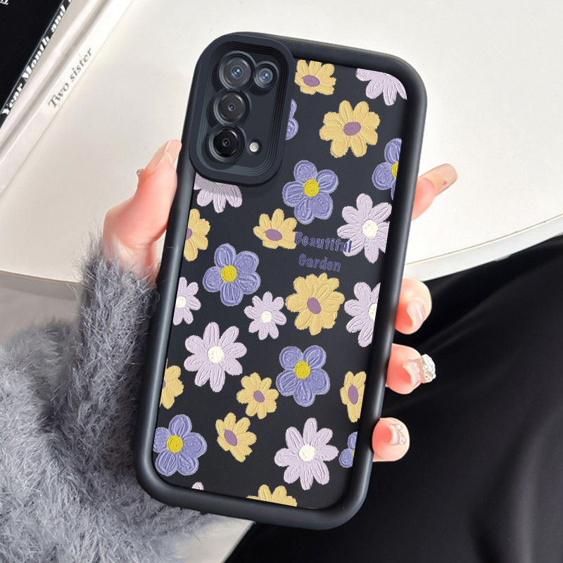 เคสสำหรับ OPPO A74 5G A54 5G เคสโทรศัพท์สวนสวยสามสีซิลิโคนกันกระแทก
