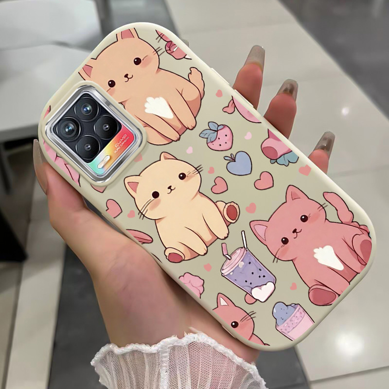 เคสสำหรับ Realme 8 5G 8s 5G Q3 Q3i V13 5G Narzo 30 5G เคสโทรศัพท์แมวกันกระแทกกลมและอ้วน