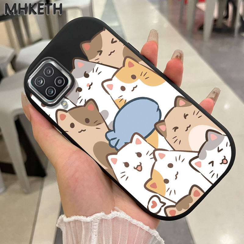 MHKETH เคสสำหรับ Samsung Galaxy A12 4G A12 5G A22 4G M12 F12 เคสป้องกันโทรศัพท์ตกซิลิโคนรูปแมวการ์ตูน – โปรปัง