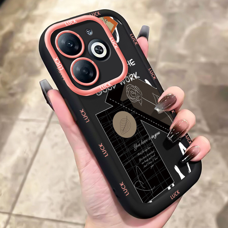 เคสสำหรับ Infinix Hot 40i เคสโทรศัพท์รอยยิ้มดอกไม้สูตรกันกระแทกป้องกันการตก