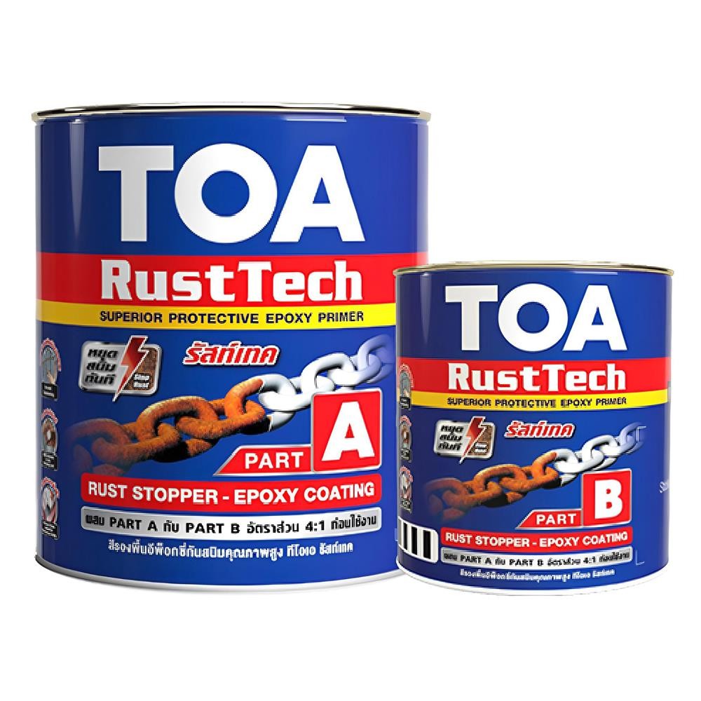 TOA สีรองพื้นโลหะ RUST TECH A + B 1/4 แกลลอน สีเทา จัดส่งโดย HomePro